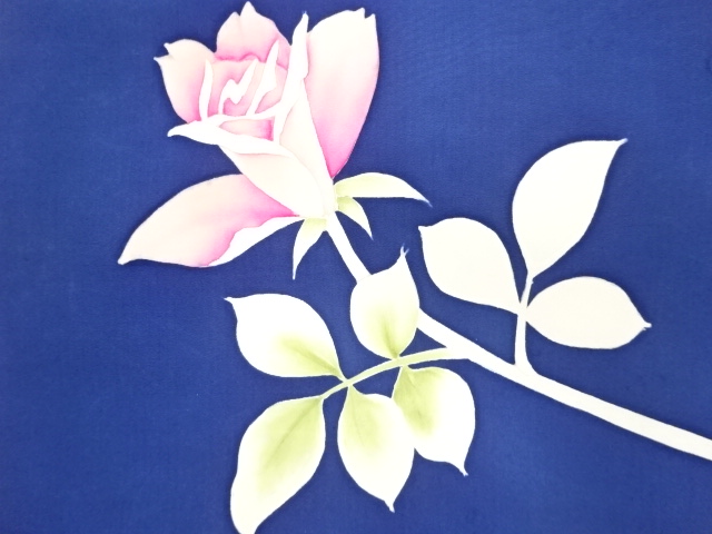 JAPANESE KIMONO / ANTIQUE NAGOYA OBI / SILK / HAND PAINTED ROSE